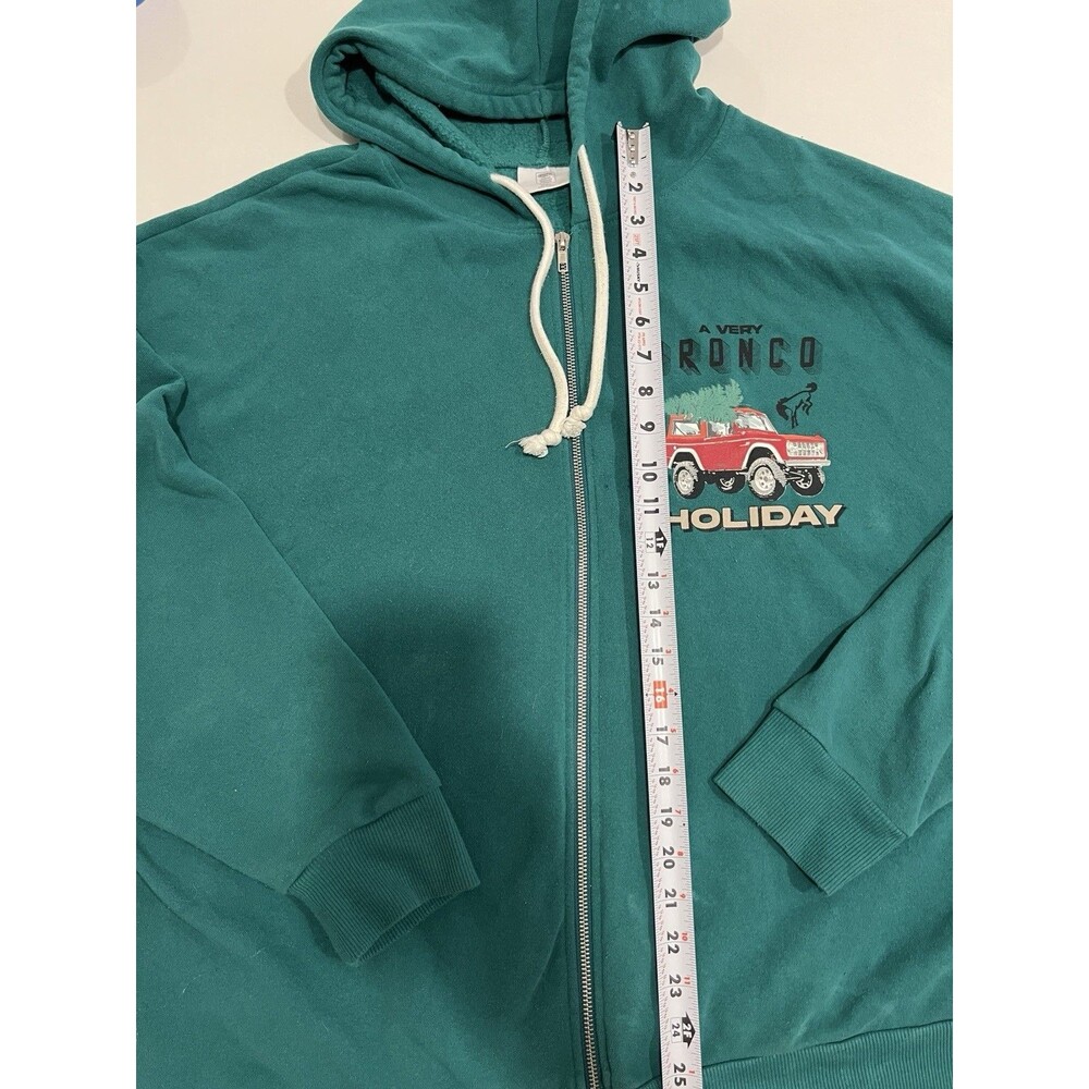 Ford Bronco Graphic Print Fleece Full Zip Hoodie Green Men's XXL